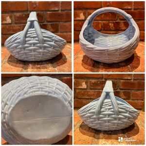 Vintage 90s Large Light Blue Glazed Ceramic Easter Basket